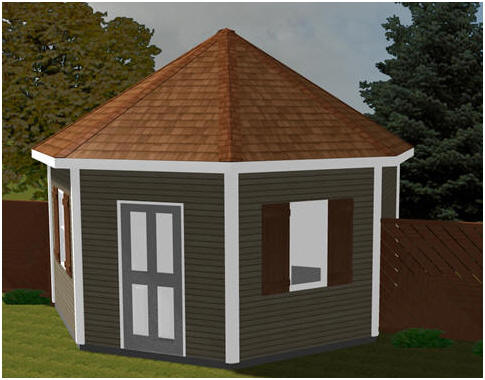 Octagonal Shed Plans - Use this unusual all-purpose building as your shed, backyard office, studio, cabana or guest cottage.