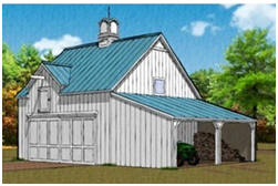 Two-Car Pole-Barn wiyh Loft and Storage Shelter