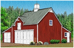 Three-Car Pole-Barn with Back Workshop