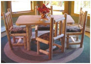 Cedar Log Dining Table and Chairs